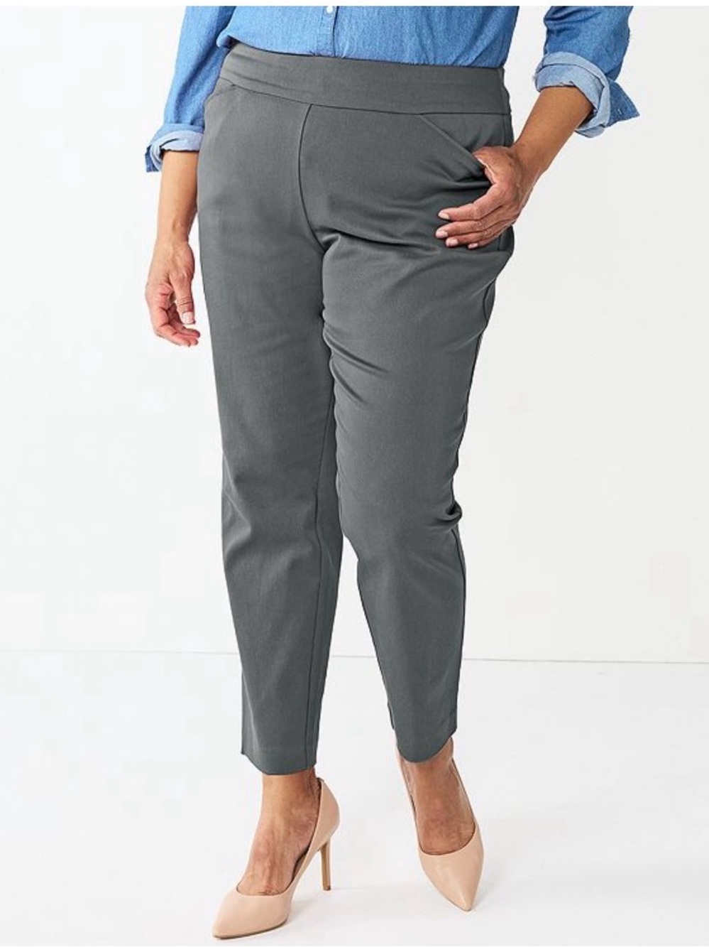 Never Worn Croft & Barrow Gray Pull-On Ankle Pants